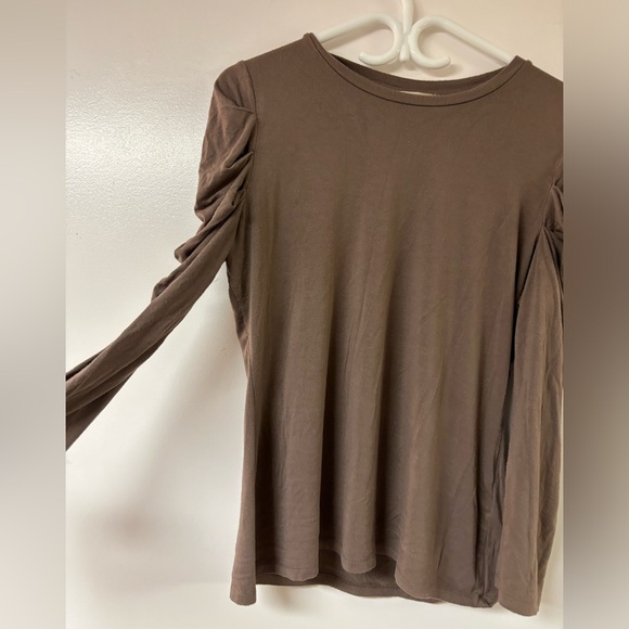 Philosophy brown long sleeve with ruffle size small - Picture 3 of 5